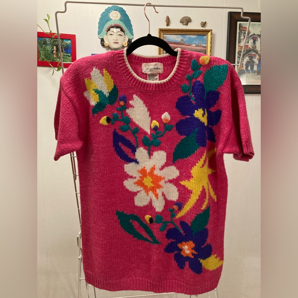 Floral Short Sleeve Sweater